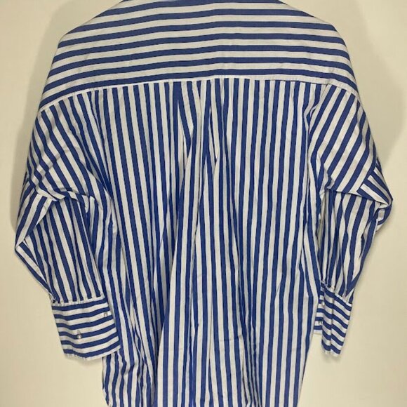 Zara Oversized Pearl Striped Button Down Shirt - Picture 5 of 6
